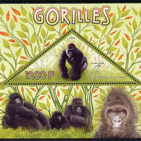 Congo 2014 Gorillals perf s/sheet containing one triangular-shaped value unmounted mint