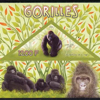 Congo 2014 Gorillals imperf s/sheet containing one triangular-shaped value unmounted mint