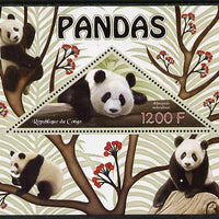 Congo 2014 Pandas perf s/sheet containing one triangular-shaped value unmounted mint