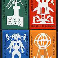 Match Box Labels - complete set of 4 Han Christian Anderson, superb unused condition (Danish)