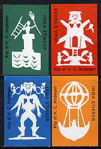 Match Box Labels - complete set of 4 Han Christian Anderson, superb unused condition (Danish)