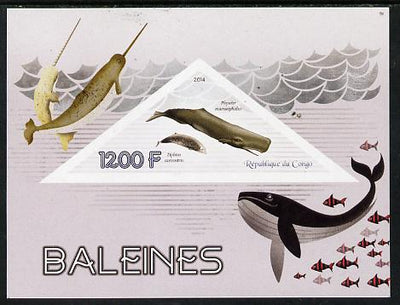 Congo 2014 Whales imperf s/sheet containing one triangular-shaped value unmounted mint