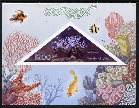 Congo 2014 Coral imperf s/sheet containing one triangular-shaped value unmounted mint