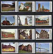 Match Box Labels - complete set of 12 Danish Views (Incl Bridge, Hans Christian Anderson House, Guardsmen, Churches, etc), superb unused condition (Danish)