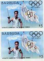 Barbuda 1984 Olympic Games $5 (Flag & Torch) imperforate pair unmounted mint, as SG 733