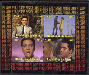 Chad 2015 Elvis Presley #4 perf sheetlet containing 4 values unmounted mint. Note this item is privately produced and is offered purely on its thematic appeal. .