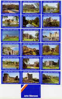 Match Box Labels - complete set of 18+1 Great British Castles, superb unused condition (John Menzies)