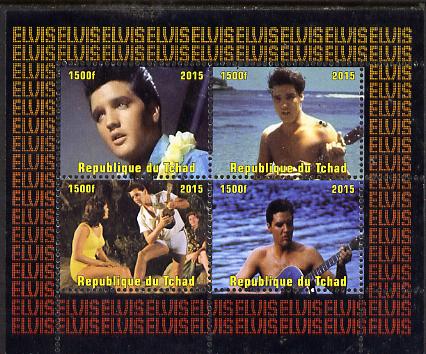 Chad 2015 Elvis Presley #7 perf sheetlet containing 4 values unmounted mint. Note this item is privately produced and is offered purely on its thematic appeal. .