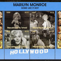 Chad 2015 Marilyn Monroe - Some Like it Hot perf sheetlet containing 4 values unmounted mint. Note this item is privately produced and is offered purely on its thematic appeal. .