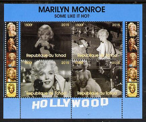 Chad 2015 Marilyn Monroe - Some Like it Hot perf sheetlet containing 4 values unmounted mint. Note this item is privately produced and is offered purely on its thematic appeal. .