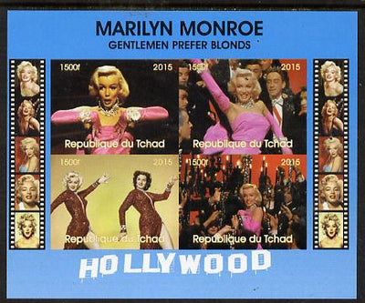 Chad 2015 Marilyn Monroe - Gentlemen Prefer Blondes imperf sheetlet containing 4 values unmounted mint. Note this item is privately produced and is offered purely on its thematic appeal. .