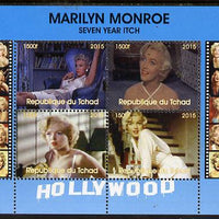 Chad 2015 Marilyn Monroe - Seven Year Itch perf sheetlet containing 4 values unmounted mint. Note this item is privately produced and is offered purely on its thematic appeal. .