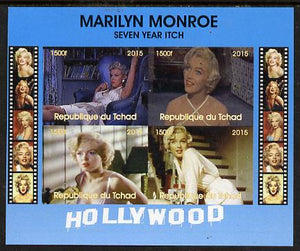 Chad 2015 Marilyn Monroe - Seven Year Itch imperf sheetlet containing 4 values unmounted mint. Note this item is privately produced and is offered purely on its thematic appeal. .