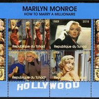 Chad 2015 Marilyn Monroe - How to Marry a Millionaire perf sheetlet containing 4 values unmounted mint. Note this item is privately produced and is offered purely on its thematic appeal. .