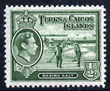 Turks & Caicos Islands 1938 KG6 Raking Salt 1/2d deep green unmounted mint, SG 195a*