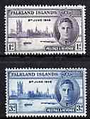 Falkland Islands 1946 KG6 Victory Commemoration set of 2 unmounted mint, SG 164-65*