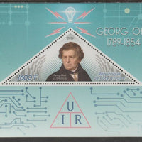 Ivory Coast 2016,Georg Ohm Commemoration perf deluxe sheet containing one triangular value unmounted mint