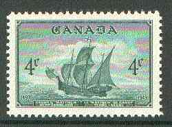 Canada 1949 Entry of Newfoundland into Confederation 4c (Cabot's Ship Matthew) unmounted mint SG 412*