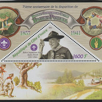 Ivory Coast 2016 Baden Powell perf deluxe sheet containing one triangular value unmounted mint