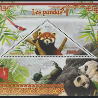 Benin 2015 Pandas perf deluxe sheet containing one triangular value unmounted mint