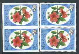 Dominica 1975-78 Hibiscus 1/2c imperforate pair plus normal pair unmounted mint, as SG 490