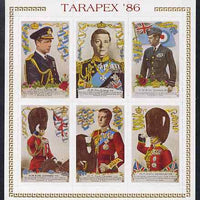 Cinderella - New Zealand 1986 Tarapex sheetlet containing 6 labels depicting King Edward VIII, rouletted unmounted mint