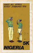 Nigeria 1977 First All Africa Scout Jamboree - original hand-painted artwork for 5k value (Scouts Saluting) by C U Okechukwu on card size 5"x8.5" endorsed 'C'