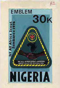 Nigeria 1977 First All Africa Scout Jamboree - original hand-painted artwork for 30k value (Jamboree Emblem) by Sylva O Okereke on card size 5.5"x9.5" endorsed 'B2'