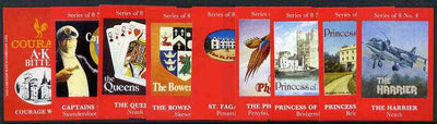 Match Box Labels - complete set of 8 + 1 Pub Signs, superb unused condition (Courage AK Bitter)