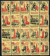 Match Box Labels - complete set of 20 Monuments (& City Arms), superb unused condition (Belgian)