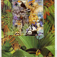 Batum 1997 Animal Preservation deluxe sheet containing set of 4 values opt'd for 'Pacific 97' with Scout opt on stamps & Rotary opt in margin (in black) unmounted mint