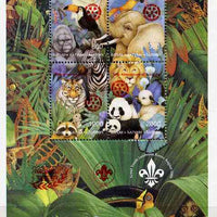 Batum 1997 Animal Preservation deluxe sheet containing set of 4 values opt'd for 'Pacific 97' with Rotary opt on stamps & Scout opt in margin (in red) unmounted mint