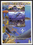 Touva 1997 Preservation of the Environment (Sea Life) deluxe sheet containing set of 4 values opt'd for 'Pacific 97' with Scout opt on stamps & Rotary opt in margin (in black) unmounted mint