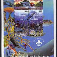 Touva 1997 Preservation of the Environment (Sea Life) deluxe sheet containing set of 4 values opt'd for 'Pacific 97' with Rotary opt on stamps & Scout opt in margin (in red) unmounted mint