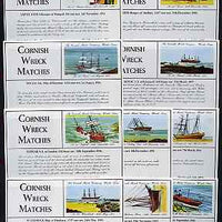 Match Box Labels - 10 Cornish Ship Wrecks (nos 41-50 the scarce dozen size outer labels), superb unused condition (Cornish Match Co issued July 1970)