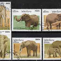 Laos 1997 Elephants complete set of 6 values cto used, SG 1570-75