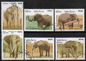 Laos 1997 Elephants complete set of 6 values cto used, SG 1570-75