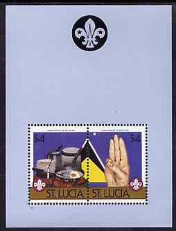 St Lucia 1986 Boy Scouts of America m/sheet containing 2 x $4 values, SG MS 874 unmounted mint