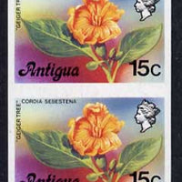 Antigua 1976 Geiger Tree 15c (without imprint) unmounted mint imperforate pair (as SG 477A)