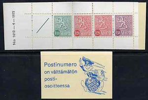 Finland 1975 Lion (National Arms) 1m booklet (blue & white cover) complete and pristine, SG SB12m