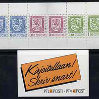 Booklet - Finland 1988 Lion (National Arms) 5m booklet (orange & black cover) complete and pristine, SG SB25