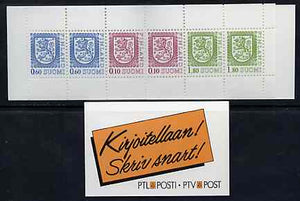 Booklet - Finland 1988 Lion (National Arms) 5m booklet (orange & black cover) complete and pristine, SG SB25