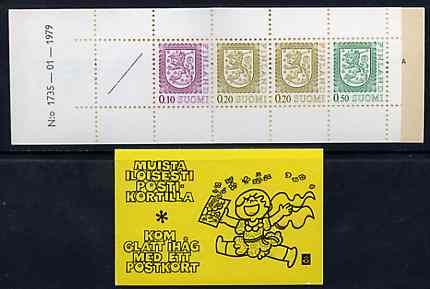 Booklet - Finland 1978 Lion (National Arms) 1m booklet (black on yellow cover) complete and pristine, SG SB13