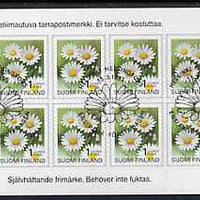 Finland 1995 Provincial Plants (Daisy) 1k self-adhesive in complete sheetlet of 10 with first day commemorative cancel, SG 1391