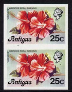 Antigua 1976 Hibiscus 25c (without imprint) unmounted mint imperforate pair (as SG 479A)