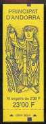 Booklet - Andorra - French 1990 Arms 23f booklet (Early Warrior on Cover) complete and pristine, SG SB3