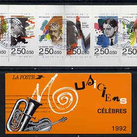 France 1992 Red Cross Fund (Composers) 18f Booklet complete with first day cancels SG CSB20