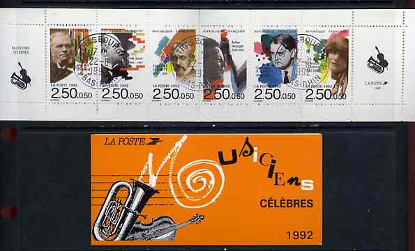 France 1992 Red Cross Fund (Composers) 18f Booklet complete with first day cancels SG CSB20