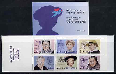 Booklet - Finland 1992 Noted Finnish Women 12m60 booklet complete and pristine, SG SB33