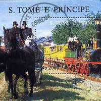 St Thomas & Prince Islands 1996 Locomotives perf miniature sheet #2 cto used